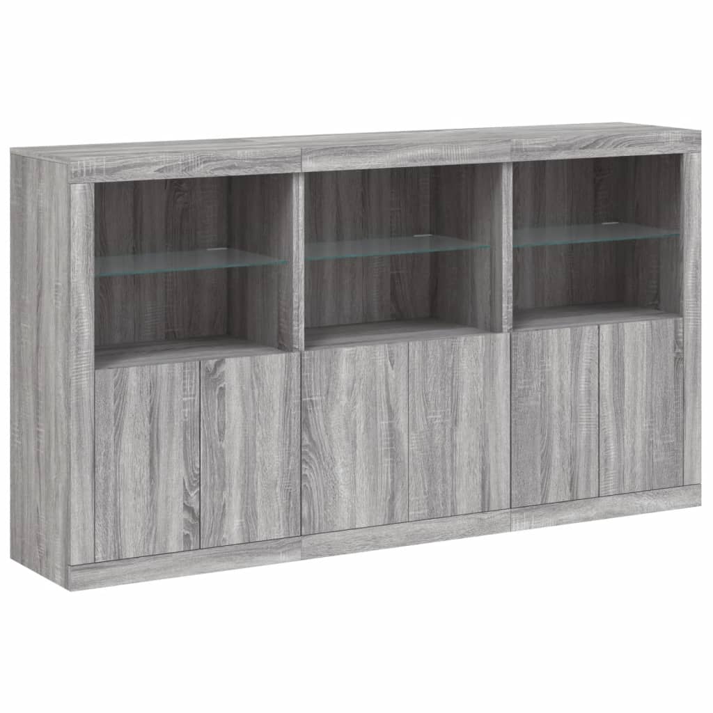 Sideboard mit LED-Leuchten Grau Sonoma 181,5x37x100 cm