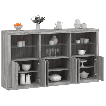 Sideboard mit LED-Leuchten Grau Sonoma 181,5x37x100 cm