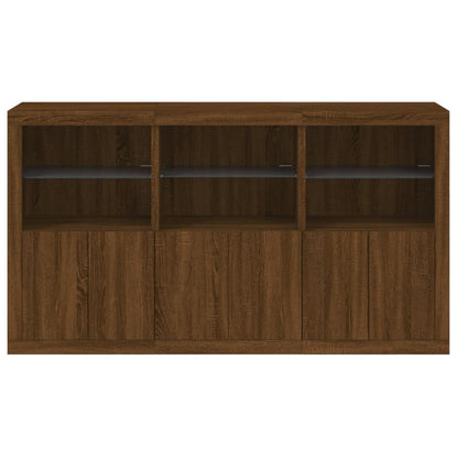 Sideboard mit LED-Leuchten Braun Eichen-Optik 181,5x37x100 cm