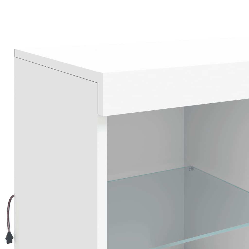 Sideboard mit LED-Leuchten Weiß 202x37x100 cm