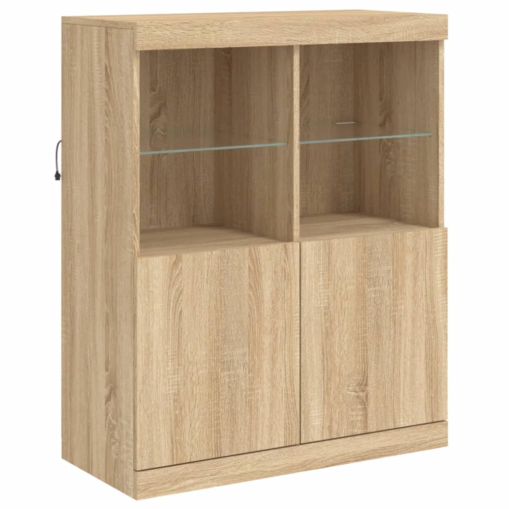 Sideboard mit LED-Leuchten Sonoma-Eiche 202x37x100 cm