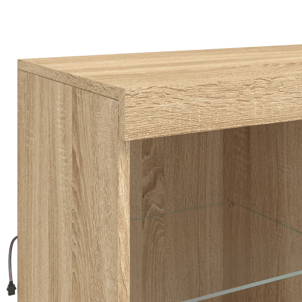 Sideboard mit LED-Leuchten Sonoma-Eiche 202x37x100 cm