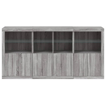 Sideboard mit LED-Leuchten Grau Sonoma 202x37x100 cm