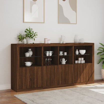 Sideboard mit LED-Leuchten Braun Eichen-Optik 202x37x100 cm