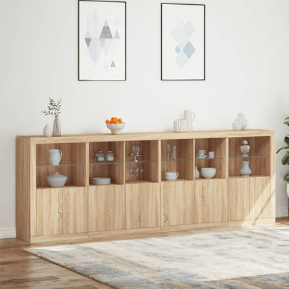 Sideboard mit LED-Leuchten Sonoma-Eiche 283x37x100 cm