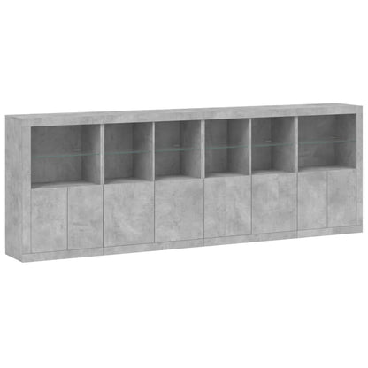 Sideboard mit LED-Leuchten Betongrau 283x37x100 cm