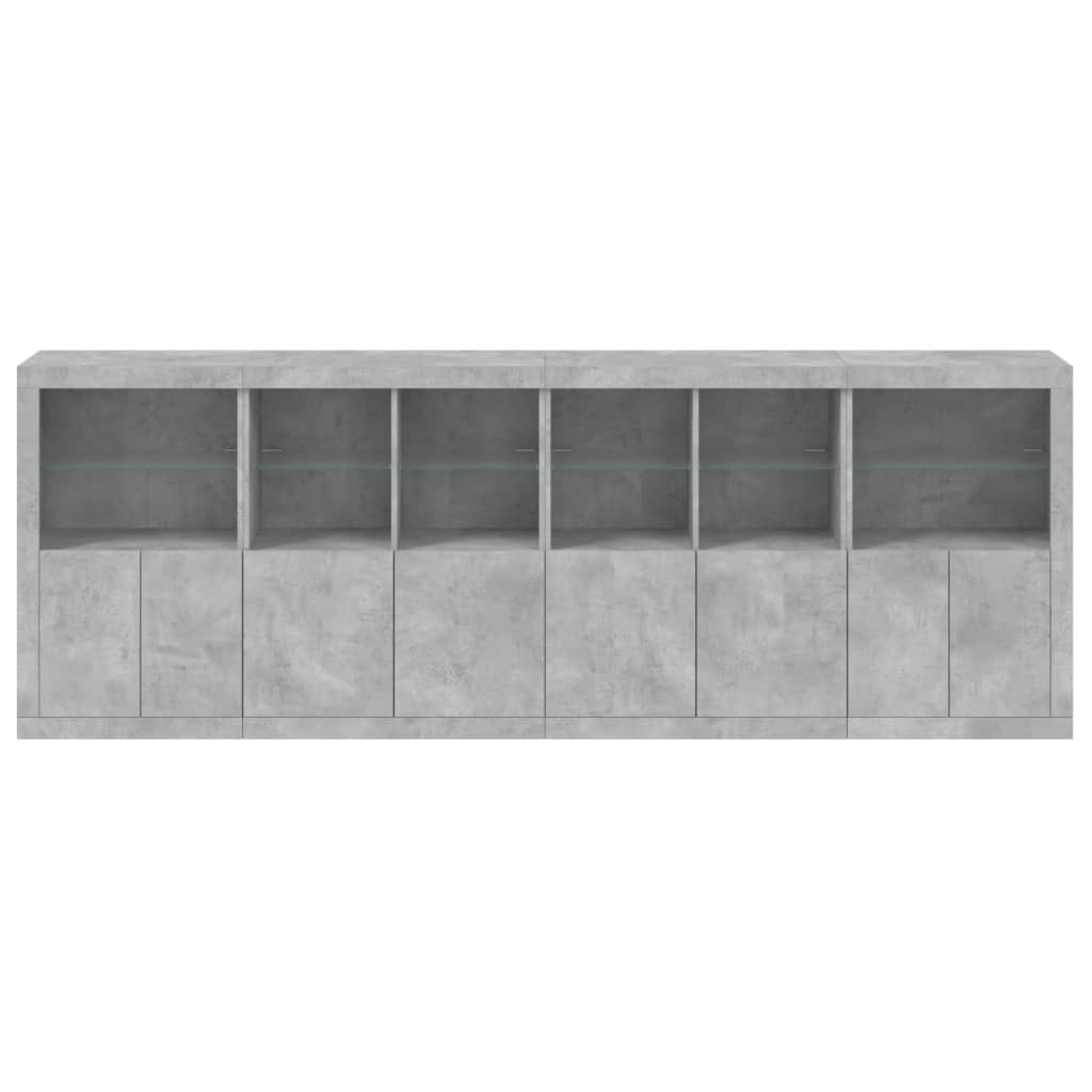 Sideboard mit LED-Leuchten Betongrau 283x37x100 cm