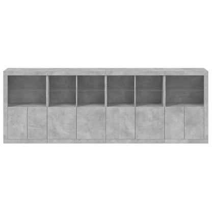 Sideboard mit LED-Leuchten Betongrau 283x37x100 cm