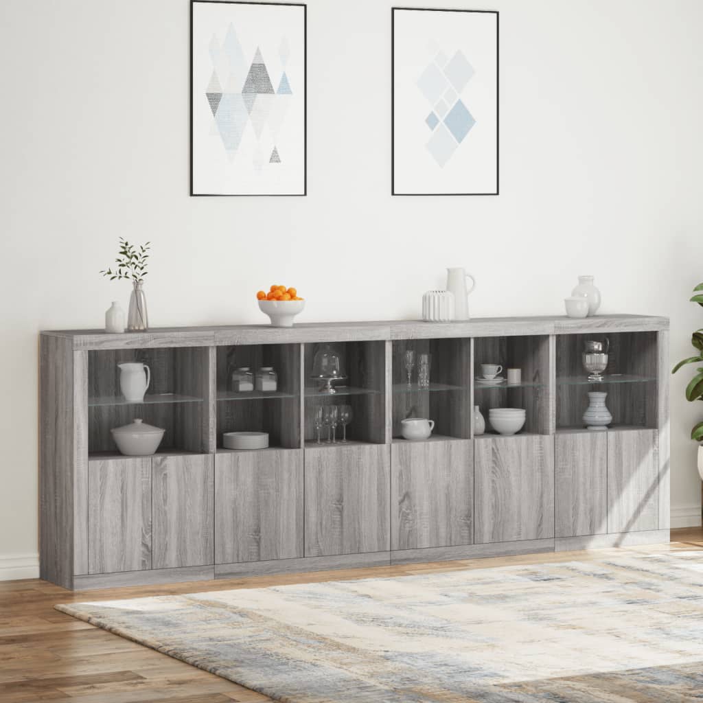 Sideboard mit LED-Leuchten Grau Sonoma 283x37x100 cm