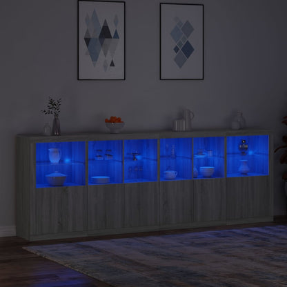 Sideboard mit LED-Leuchten Grau Sonoma 283x37x100 cm