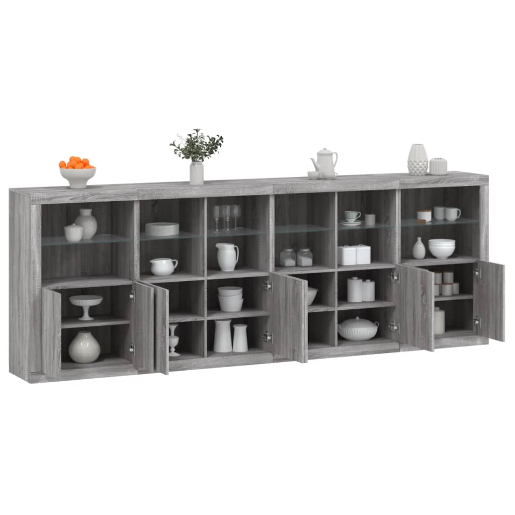 Sideboard mit LED-Leuchten Grau Sonoma 283x37x100 cm