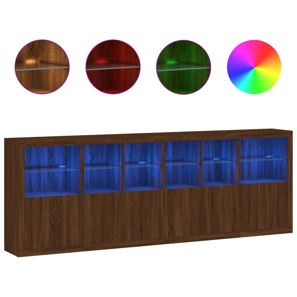 Sideboard mit LED-Leuchten Braun Eichen-Optik 283x37x100 cm