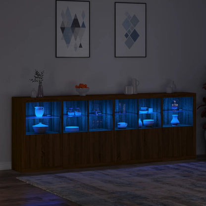 Sideboard mit LED-Leuchten Braun Eichen-Optik 283x37x100 cm