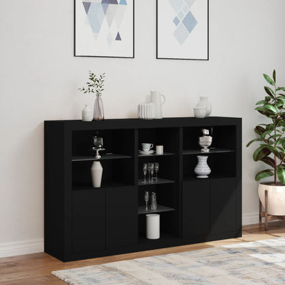 Sideboard mit LED-Leuchten Schwarz 162x37x100 cm