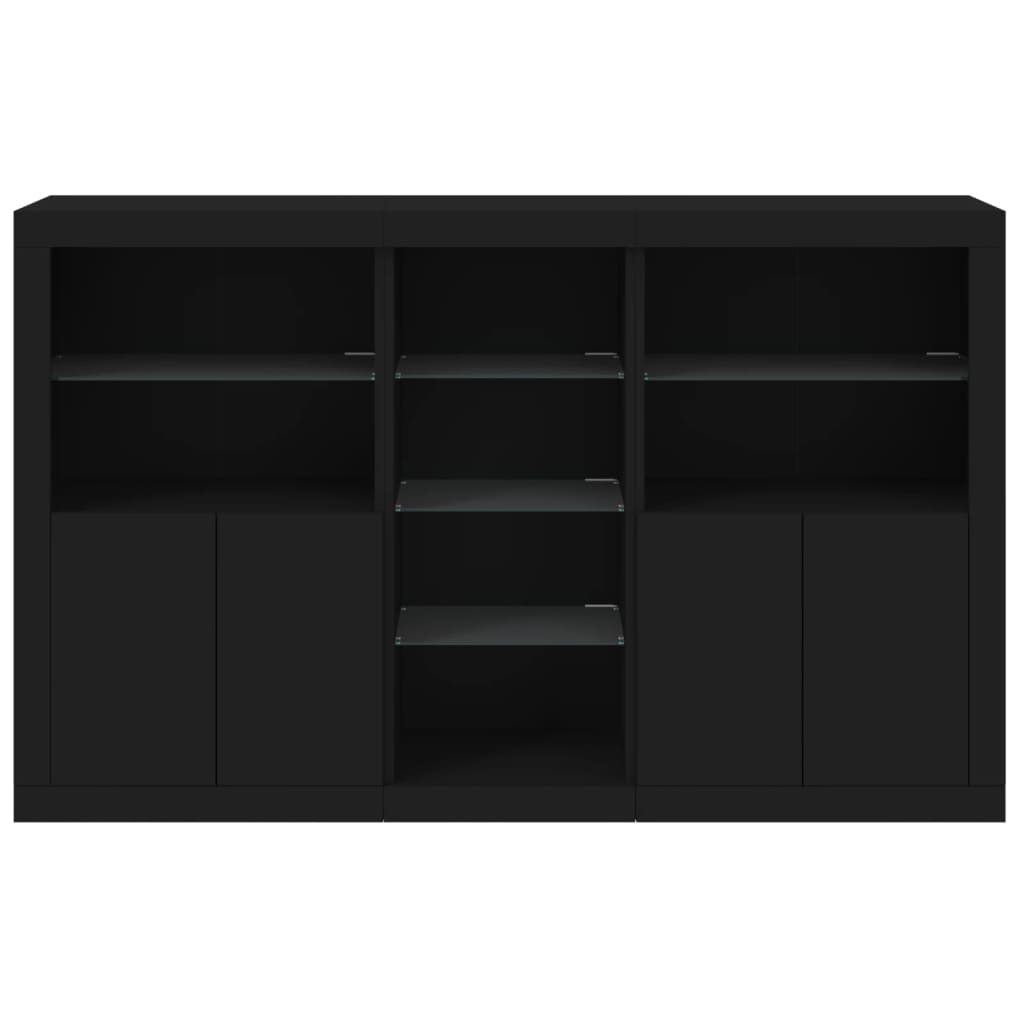 Sideboard mit LED-Leuchten Schwarz 162x37x100 cm