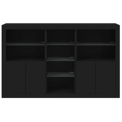 Sideboard mit LED-Leuchten Schwarz 162x37x100 cm