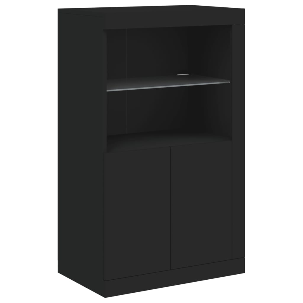 Sideboard mit LED-Leuchten Schwarz 162x37x100 cm