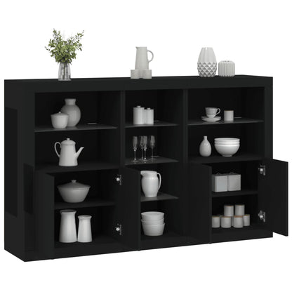 Sideboard mit LED-Leuchten Schwarz 162x37x100 cm