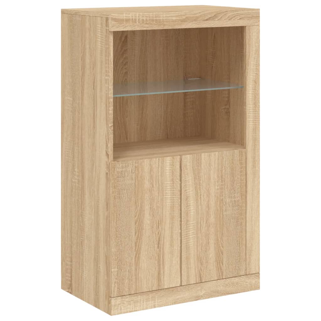 Sideboard mit LED-Leuchten Sonoma-Eiche 162x37x100 cm