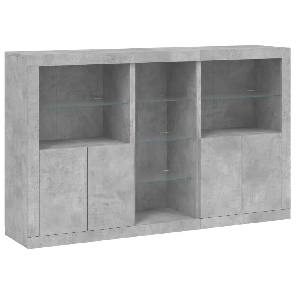 Sideboard mit LED-Leuchten Betongrau 162x37x100 cm