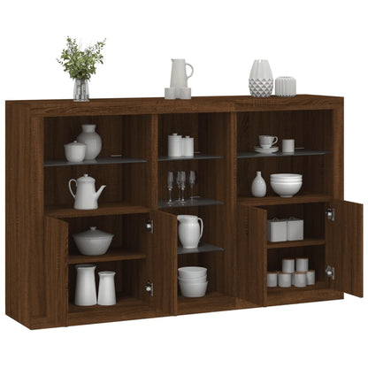 Sideboard mit LED-Leuchten Braun Eichen-Optik 162x37x100 cm