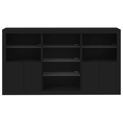 Sideboard mit LED-Leuchten Schwarz 181,5x37x100 cm