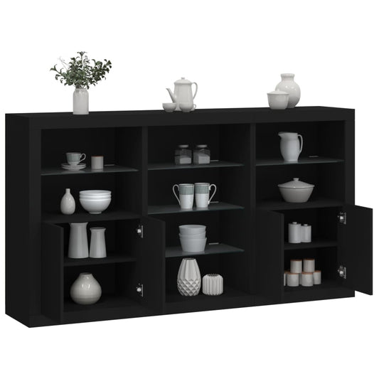 Sideboard mit LED-Leuchten Schwarz 181,5x37x100 cm