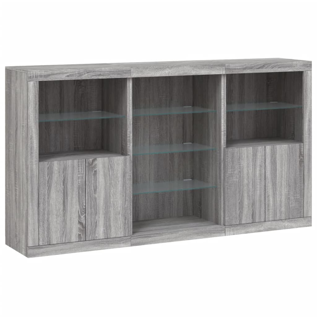 Sideboard mit LED-Leuchten Grau Sonoma 181,5x37x100 cm