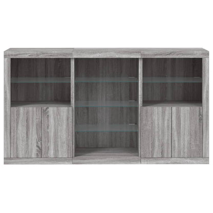 Sideboard mit LED-Leuchten Grau Sonoma 181,5x37x100 cm