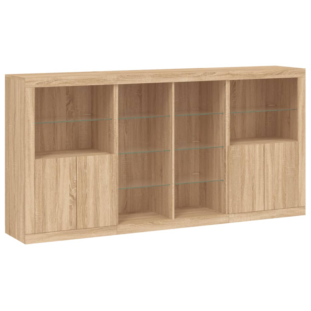 Sideboard mit LED-Leuchten Sonoma-Eiche 202x37x100 cm