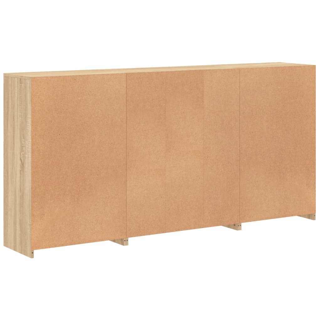 Sideboard mit LED-Leuchten Sonoma-Eiche 202x37x100 cm