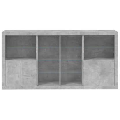 Sideboard mit LED-Leuchten Betongrau 202x37x100 cm