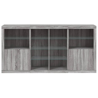 Sideboard mit LED-Leuchten Grau Sonoma 202x37x100 cm