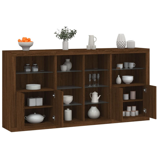 Sideboard mit LED-Leuchten Braun Eichen-Optik 202x37x100 cm