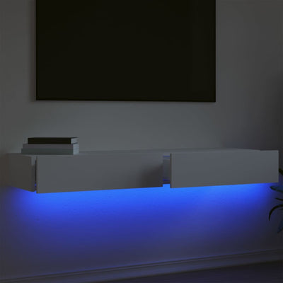 TV-Schränke mit LED-Leuchten 2 Stk. Weiß 60x35x15,5 cm