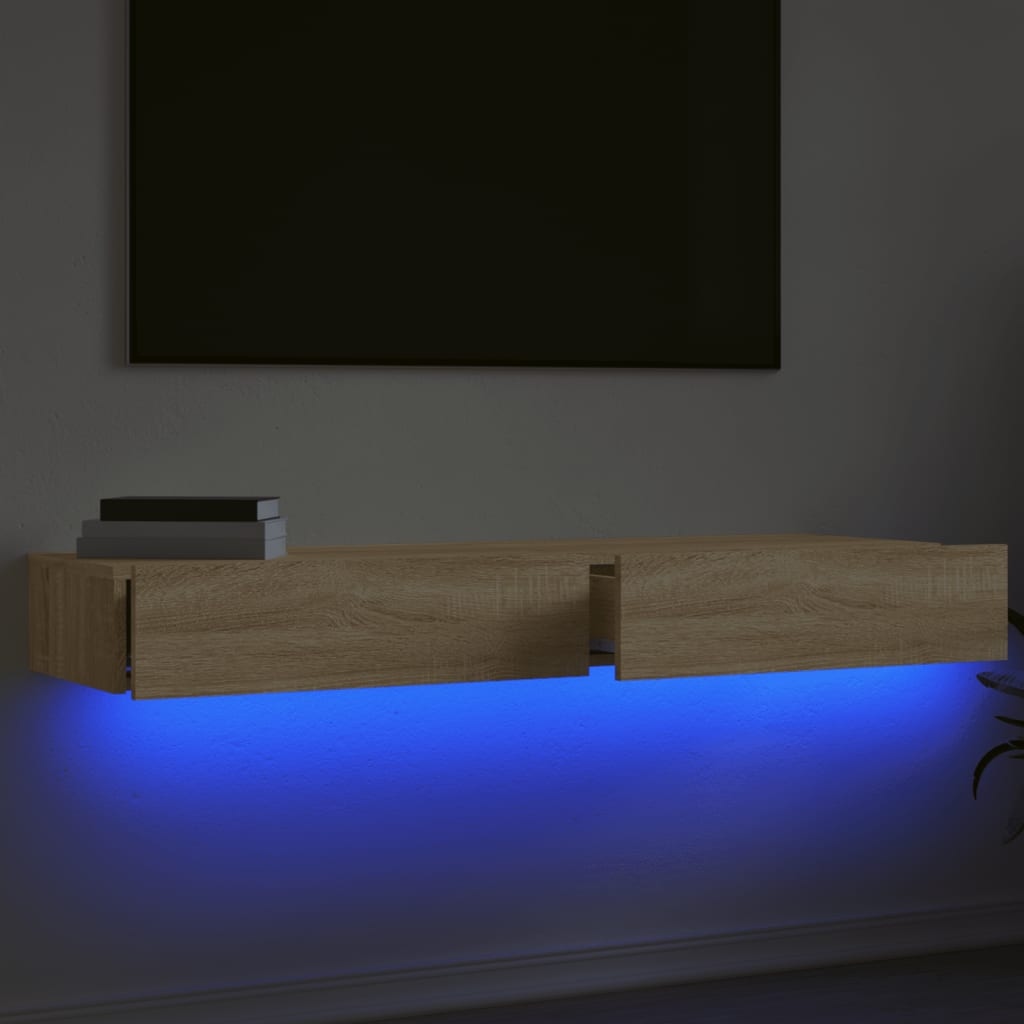 TV-Schränke mit LED-Leuchten 2 Stk. Sonoma-Eiche 60x35x15,5 cm