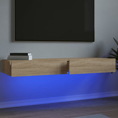 TV-Schränke mit LED-Leuchten 2 Stk. Sonoma-Eiche 60x35x15,5 cm