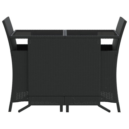 3-tlg. Bistro-Set mit Kissen Schwarz Poly Rattan