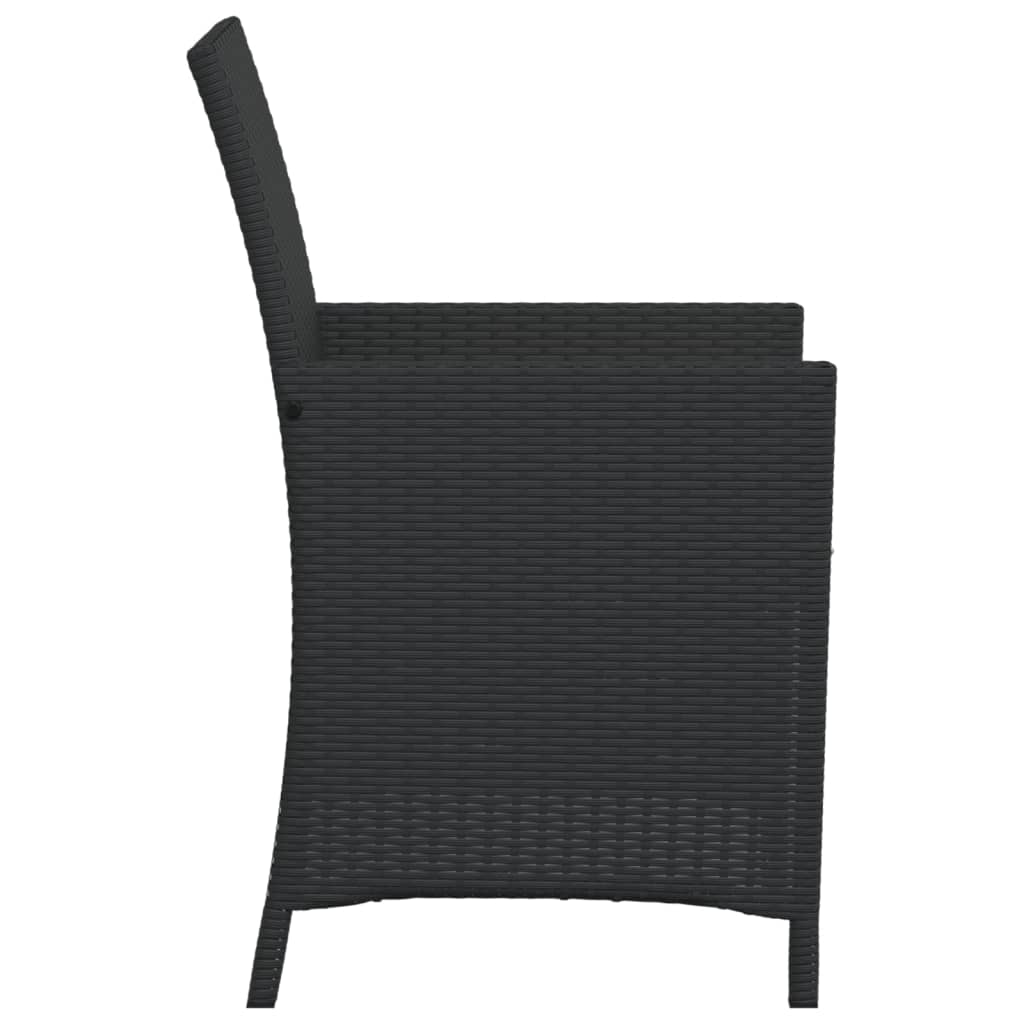 3-tlg. Bistro-Set mit Kissen Schwarz Poly Rattan