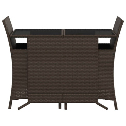 3-tlg. Bistro-Set mit Kissen Braun Poly Rattan