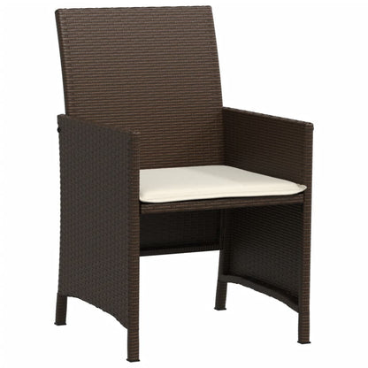 3-tlg. Bistro-Set mit Kissen Braun Poly Rattan