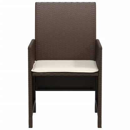 3-tlg. Bistro-Set mit Kissen Braun Poly Rattan