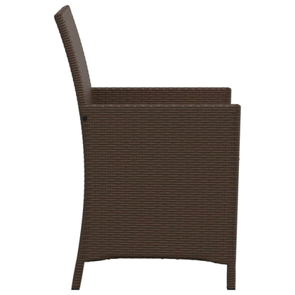 3-tlg. Bistro-Set mit Kissen Braun Poly Rattan