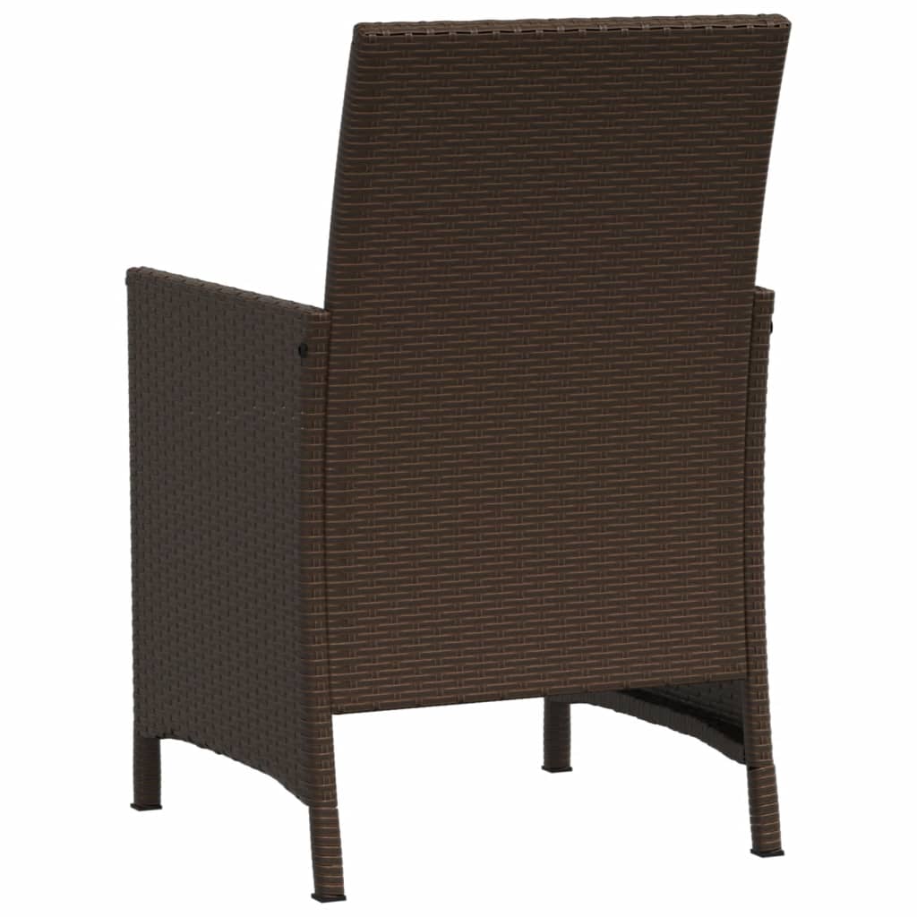 3-tlg. Bistro-Set mit Kissen Braun Poly Rattan