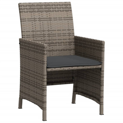 3-tlg. Bistro-Set mit Kissen Grau Poly Rattan