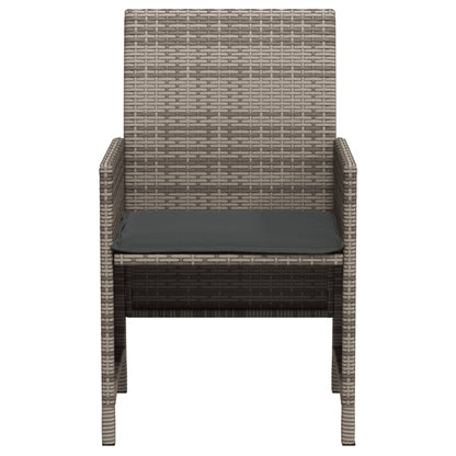 3-tlg. Bistro-Set mit Kissen Grau Poly Rattan