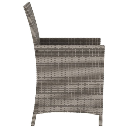 3-tlg. Bistro-Set mit Kissen Grau Poly Rattan