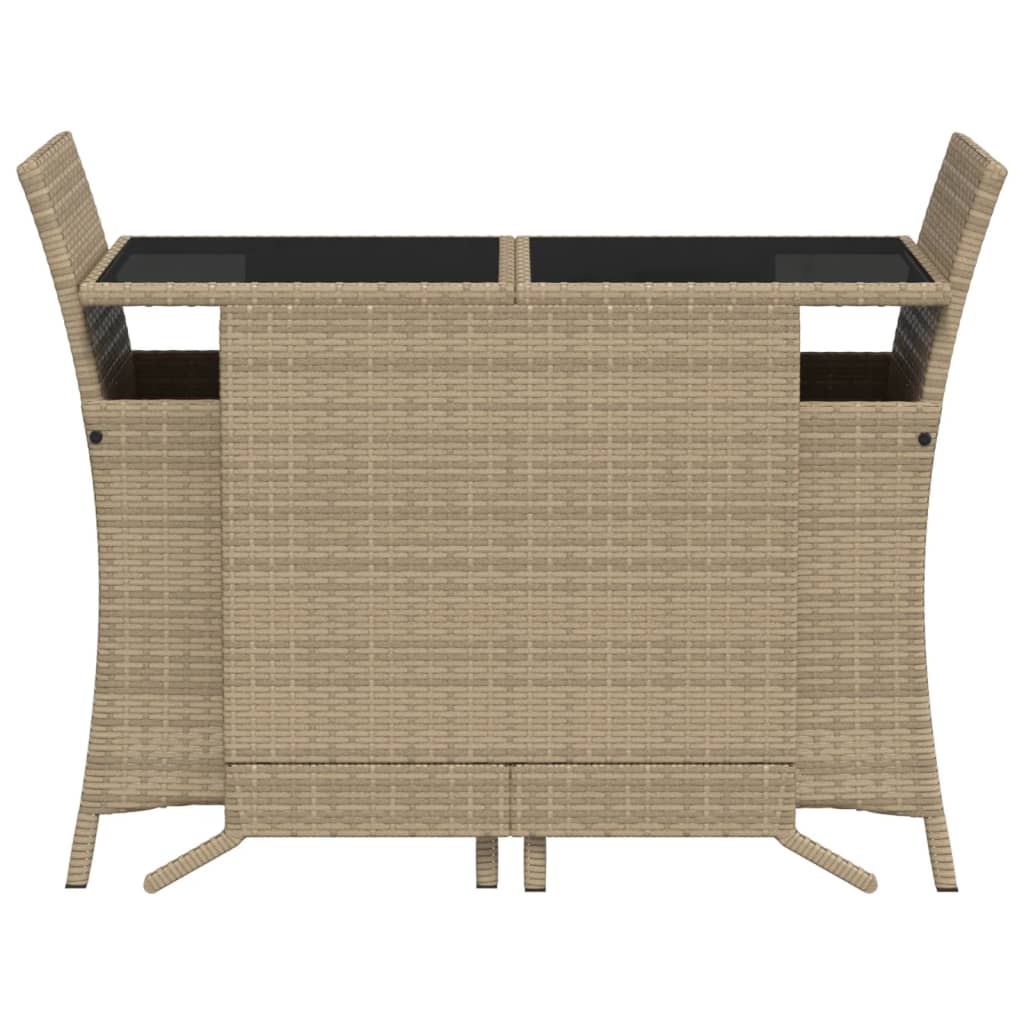 3-tlg. Bistro-Set mit Kissen Beige Poly Rattan