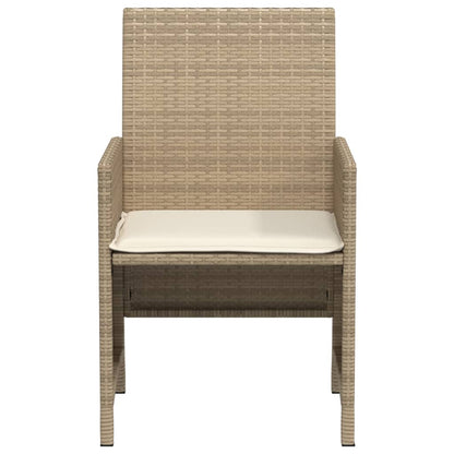 3-tlg. Bistro-Set mit Kissen Beige Poly Rattan