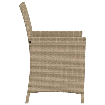 3-tlg. Bistro-Set mit Kissen Beige Poly Rattan